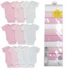 GX437: Baby Girls Plain 10 Pack Cotton Short Sleeve Bodysuits (12-18 Months)